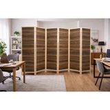 KARAS AHŞAP 6 Kanatlı 45X175 cm Katlanabilir Modern Ceviz Desenli Ahşap Seperatör Paravan Mdf - 175*270