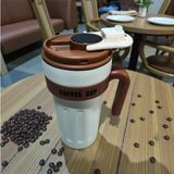 Karasu Dijital Sıcaklık Göstergeli 600 ml Paslanmaz Çelik Kupa Termos - Kahverengi - Beyaz - 0,60 lt