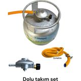 Karavan Tekne Kamp Ev Ocak Küçük Tüp Dolu Başlık Hortum Set Piknik Tüpü Dedantör Takım Set