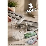 Karawent Home 3’lü Şeffaf Kapaklı 12 Bölmeli Silikon Buzluk Kalıbı Seti Kolay Çıkarılabilir Pratik Buz Küpü Kabı Krw-24 - 3 lü
