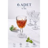 KaraWent Home 6’lı Kahve Yanı Su Bardağı 75 ml Kristal Desenli Ayaklı Cam Bardak Seti KRW-42