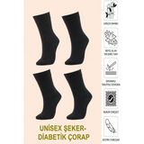 Karayel Çorap Kadın/erkek Bambu Soket Diyabetik Lastiksiz Şeker Çorabı Sıkmayan Çorap 4'lü Paket - 35 - 39 - Siyah
