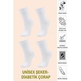 Karayel Çorap Kadın/erkek Bambu Soket Diyabetik Lastiksiz Şeker Çorabı Sıkmayan Çorap 4'lü Paket - 40 - 44 - Beyaz
