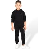 Karb Unisex Kız ve Erkek Çocuk Kapüşonlu Alt ve Üst Eşofman Takım Yüzde Yüz Pamuk Çocuk Pijama Takım - 01-Siyah - 3 - 4 Yaş