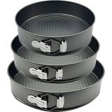 Karbon Çelik 3 Parça 24-26-28 cm Yuvarlak Kelepçeli Kek Kalıbı Seti CIN802SY - Çok Renkli