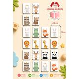 Karbonsoft Ahşap Eğitici Zeka Kartları Sevimli Hayvanlar Hafıza Eşleştirme Oyunu 5,5 x 7,5 cm