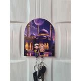 Karbonsoft Camii ve Başörtülü Kadın ve Erkek Figürlü Ahşap Anahtarlık ve Askılık
