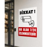 Karbonsoft İş Güvenliği Uyarı Levhası Dikkat Bu alan 7/24 İzlenmektedir Beyaz 15 x 20 karbonNM2096