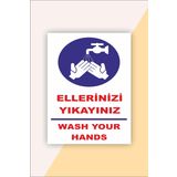 Karbonsoft İş Güvenliği Uyarı Levhası Ellerinizi Yıkayınız Beyaz 15 x 20 karbonNM2067