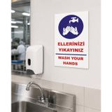 Karbonsoft İş Güvenliği Uyarı Levhası Ellerinizi Yıkayınız Beyaz 33 x 42 karbonNM2065