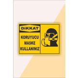 Karbonsoft İş Güvenliği Uyarı Levhası Koruyucu Maske Kullanınız Beyaz 15 x 20 karbonNM2082