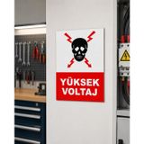 Karbonsoft İş Güvenliği Uyarı Levhası Yüksek Voltaj Beyaz 15 x 20 karbonNM2025