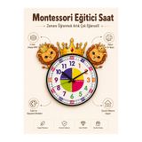 karbonsoft Sevimli Aslan Kral Montessori Çocuk Odası Eğitici Ahşap Duvar Saati - Sessiz Mekanizma, Şık Tasarım