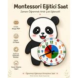 Karbonsoft Sevimli Panda Po Montessori Çocuk Odası Eğitici Ahşap Duvar Saati - Sessiz Mekanizma, Şık Tasarım