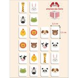 Karbonsoft Zeka Kartları Ahşap Eğitici Hafıza Eşleştirme Oyunu Sevimli Hayvanlar Eğitici Puzzle Oyuncak Kart Oyunu (5,5 x 7,5 Cm)