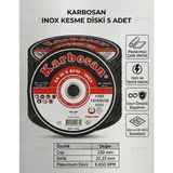 Karbosan 230X1.9 mm Inox Paslanmaz Kesme Diski Büyük Spiral Taşı 5 Adet
