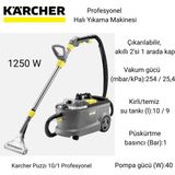 Karcher 1250 Watt Puzzı 10/1 Profesyonel Halı ve Koltuk Yıkama Makinesi - Gri - Koyu Gri