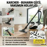 Karcher 3'ü 1 Arada Buharlı Temizlik Makinesi Buhar Vakum ve Kurulama Özelliği Bir Arada Hepa Filtreli Alerjen Karşıtı Buharlı Mop Süpürge Karcher Sv 7 - Beyaz