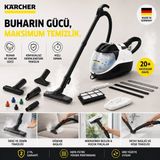 Karcher Buharlı Süpürge 3 Ü 1 Arada Islak Kuru Vakumlu Temizlik Makinesi 4 Bar Mop Fayans Derz Parke Zemin Halı Koltuk Yıkama Kimyasalsız Hijyen Sv 7 - Beyaz