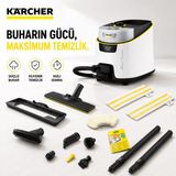 Karcher Buharlı Temizlik Makinesi 2250W Mop Fayans Parke Derz Koltuk Zemin Temizleyici Kimyasalsız Dezenfektan Buharlı Paspas Sc 5 Deluxe Signature Line - Beyaz