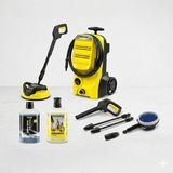 Karcher Kärcher K4 Classic Yüksek Basınçlı Oto ve Bahçe Yıkama Makinesi Araç Yıkama Fırcası+Araç Köpüğü ve Çok Amaclı Temizleyici Set