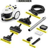 Karcher Vcc 6 Cyclonex Dualcontrol Pet+ | LED Işıklı Başlık, Turbo Halı Fırçası, Mini Pet Başlık, Hepa 13 Filtre, 800W Güçlü Emiş, 5 Başlık Seti - Beyaz