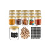 Karçiçeği Home 15 Adet 200 ml Baharatlık Dekoratif Kavanoz & 111 Siyah Etiket Ve 15 Adet Bambu Baharat Kaşığı