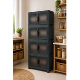 Karçiçeği Home 4 Katlı Çok Amaçlı Plastik Dolap 130x55x32 cm Antrasit | Kiler Banyo Mutfak Düzenleyici 200LT
