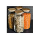 Karçiçeği Home 4'lü Bambu Kapaklı Cam Kavanoz 1440ml