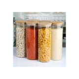 Karçiçeği Home 6 x 1300 ml Saklama Kavanozu, Yuvarlak, Bambu Kapaklı, Hava Geçirmez Saklama Kabı