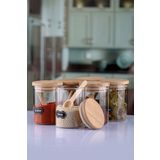 Karçiçeği Home 6'lı 200 Ml Bambu Kapaklı Kaşıklı Borosilikat Baharat Takımı