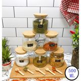 Karçiçeği Home 6’Lı Bambu Baharatlık Takımı 12 Parça 500Ml Kaşıklı Etiketli
