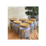 Karçiçeği Home 6'lı Bambu Kapaklı Vakumlu Cam Kavanoz - Baharat Takımı 635ml