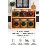 Karçiçeği Home 6’Lı Standlı 300 ml Bambu Kapakli Etiketli Cam Baharatlıl Seti