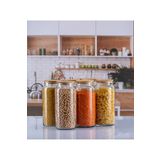 Karçiçeği Home 6'lı Vakumlu Bambu Kapaklı Büyük Boy 1300ml Kavanoz Takımı