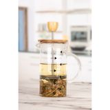 Karçiçeği Home Borosilikat Cam Lüx 350 ml Bambu Kapaklı French Press - Ölçü Kabı