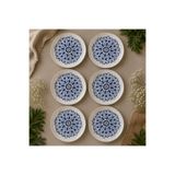 Karçiçeği Home Güral Porselen 6 Adet 20 cm Pasta Tabağı | Mavi Çiçek Desenli Porselen Pasta & Tatlı & Kahvaltı Tabağı