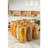 Karçiçeği Home Jumbo Boy 12’li Bambu Kapaklı Vakumlu Cam Kavanoz Seti 1440 ml