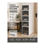 Karçiçeği Home Katlanabilir Portatif 6 Katlı Plastik Ayakkabılık Ayakkabı Düzenleyici Organizer Beyaz