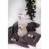 Kardan Adam Aplikeli Polar Battaniye-Yastık New Year - 70 x 90 cm - Koyu Gri