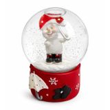Kardan Adam Tasarımlı Mini Kar Küresi, Kırmızı, Cam ve Polyester, 9 cm, Noel Temalı, Hediyelik