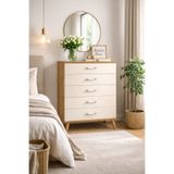 Kardelahome %100 MDF 5 Çekmeceli Şifonyer | Krem Çekmece – Safir Meşe Gövde | Kardela Home 2726261637