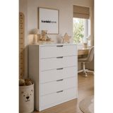 Kardelahome %100 Mdf Bebek Odası Çocuk Odası Şifonyer 5 Çekmeceli Beyaz