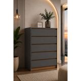 Kardelahome Kardela %100 MDF Premium 5 Çekmeceli Şifonyer Antrasit (KURULU TESLİMAT YAPILMAKTADIR) 283726172837262