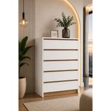 Kardelahome Kardela %100 MDF Premium 5 Çekmeceli Şifonyer Beyaz 283726172837262