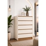 Kardelahome Kardela %100 MDF Premium 5 Çekmeceli Şifonyer Krem 283726172837262