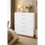 Kardelahome Kardela %100 Mdf Premium 5 Çekmeceli Şifonyer Krem Gold 26263782737172736272