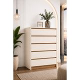 Kardelahome Kardela %100 MDF Premium 5 Çekmeceli Şifonyer Krem
