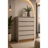 Kardelahome Kardela %100 MDF Premium 5 Çekmeceli Şifonyer Kum Beji