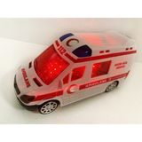 Kardelen 3D Işıklı Sesli Sirenli Pilli Oyuncak Ambulans Araba 112 Acil Kurtarma - Beyaz